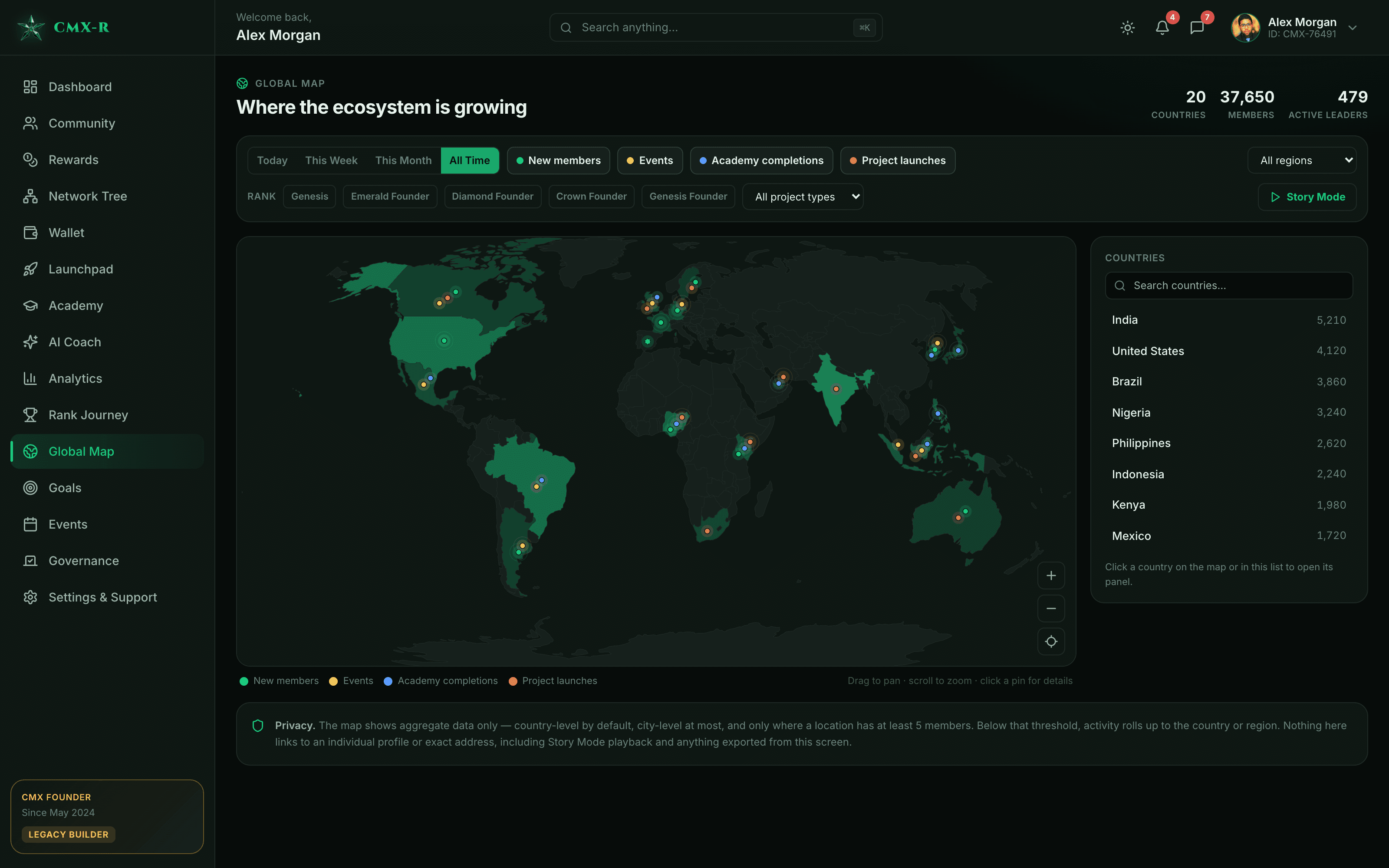 CMX HUB global map